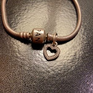 Pandora Dangling Diamond Heart Charm Bracelet